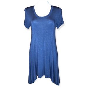 5/$25 COMME TOI Sharkbite Hem Short Sleeve Dress Blue Small